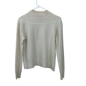 Quince 100% Cashmere Women's Size S mock neck ivory Sweater